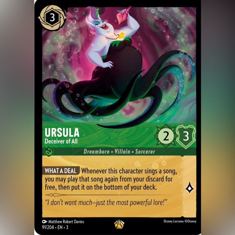 Disney Lorcana Ursula – Deceiver of All Legendary Card (91/204 EN 3) Non Foil